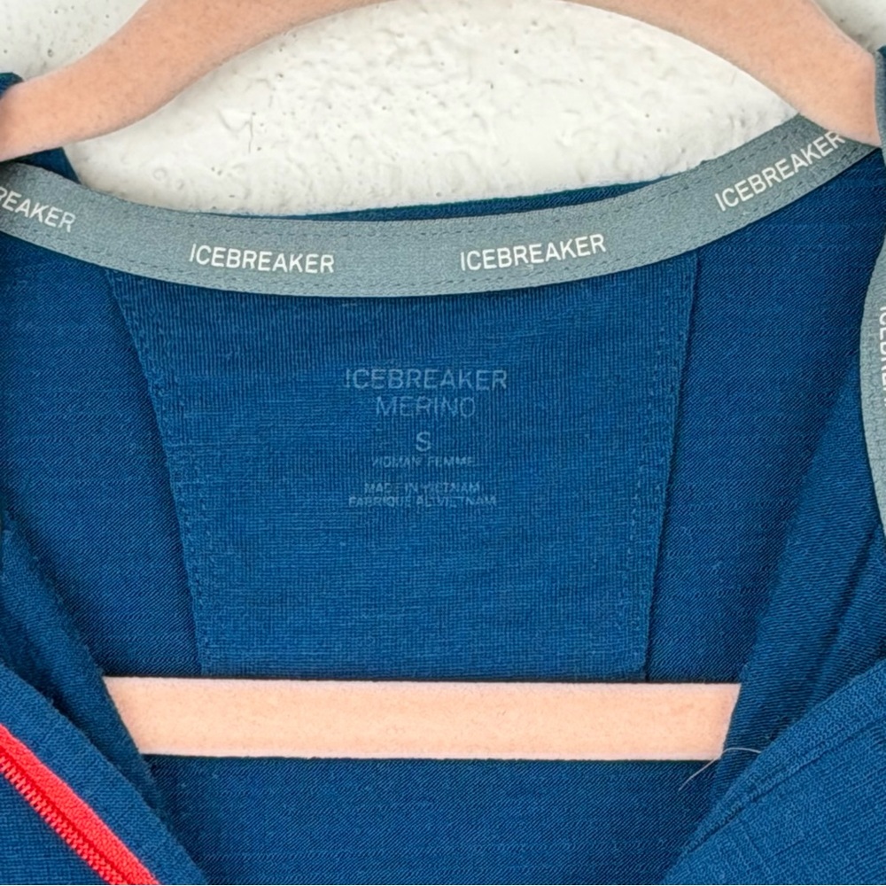 Icebreaker Terra Long Sleeve Half Zip Hood Merino Wool Jacket Blue Small - Picture 5 of 8
